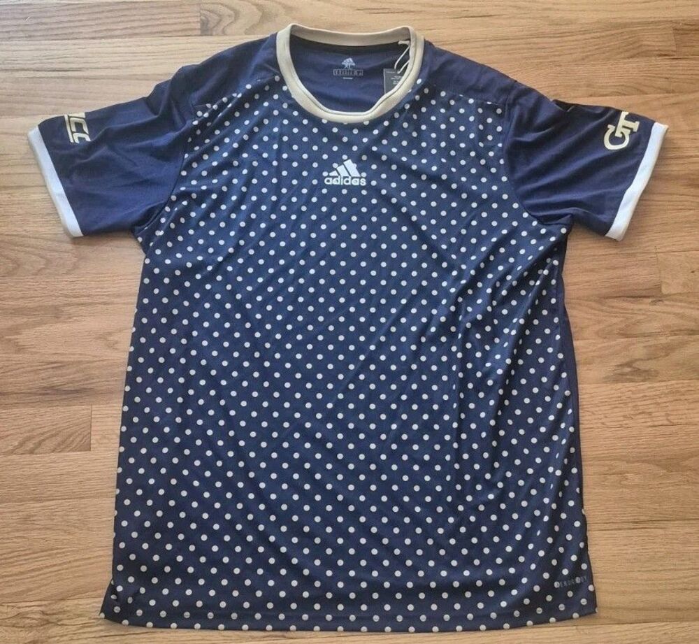 Adidas Georgia Tech Yellow Jackets Polka Dot Tee Shirt NWT Men's Size XL